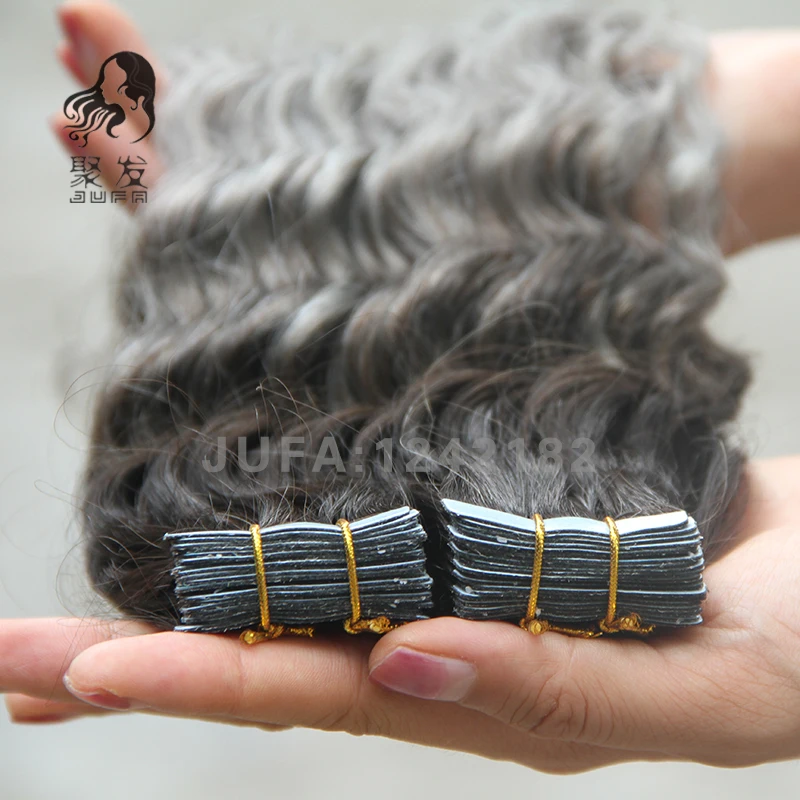 Ombre Tape In Human Hair Extensions 7A Deep Curly Virgin Brazilian Tape