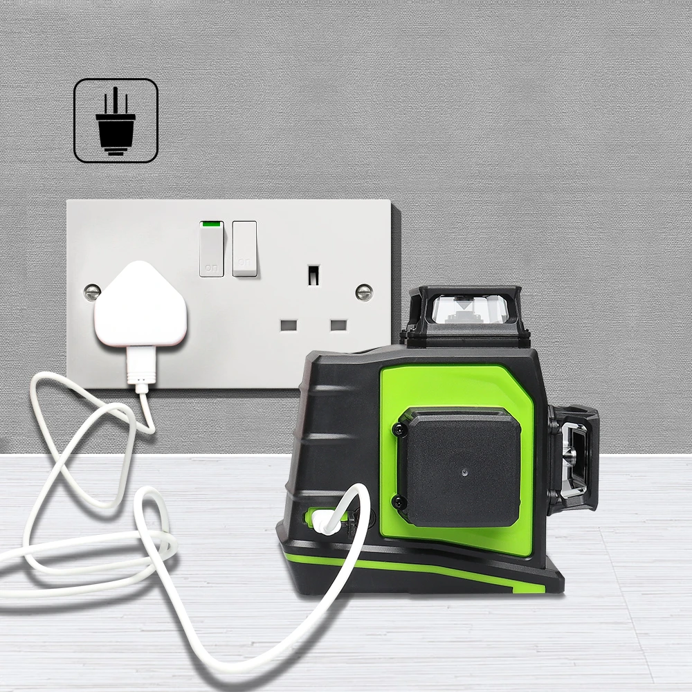 Huepar 12 Lines 3D Cross Line Laser Level Self-Leveling 360 Degree Vertical & Horizontal Cross Green Beam Line USB Charging Huepar 12 Lines 3D Cross Line Laser Level Self-Leveling 360 Degree Vertical & Horizontal Cross Green Beam Line USB Charging