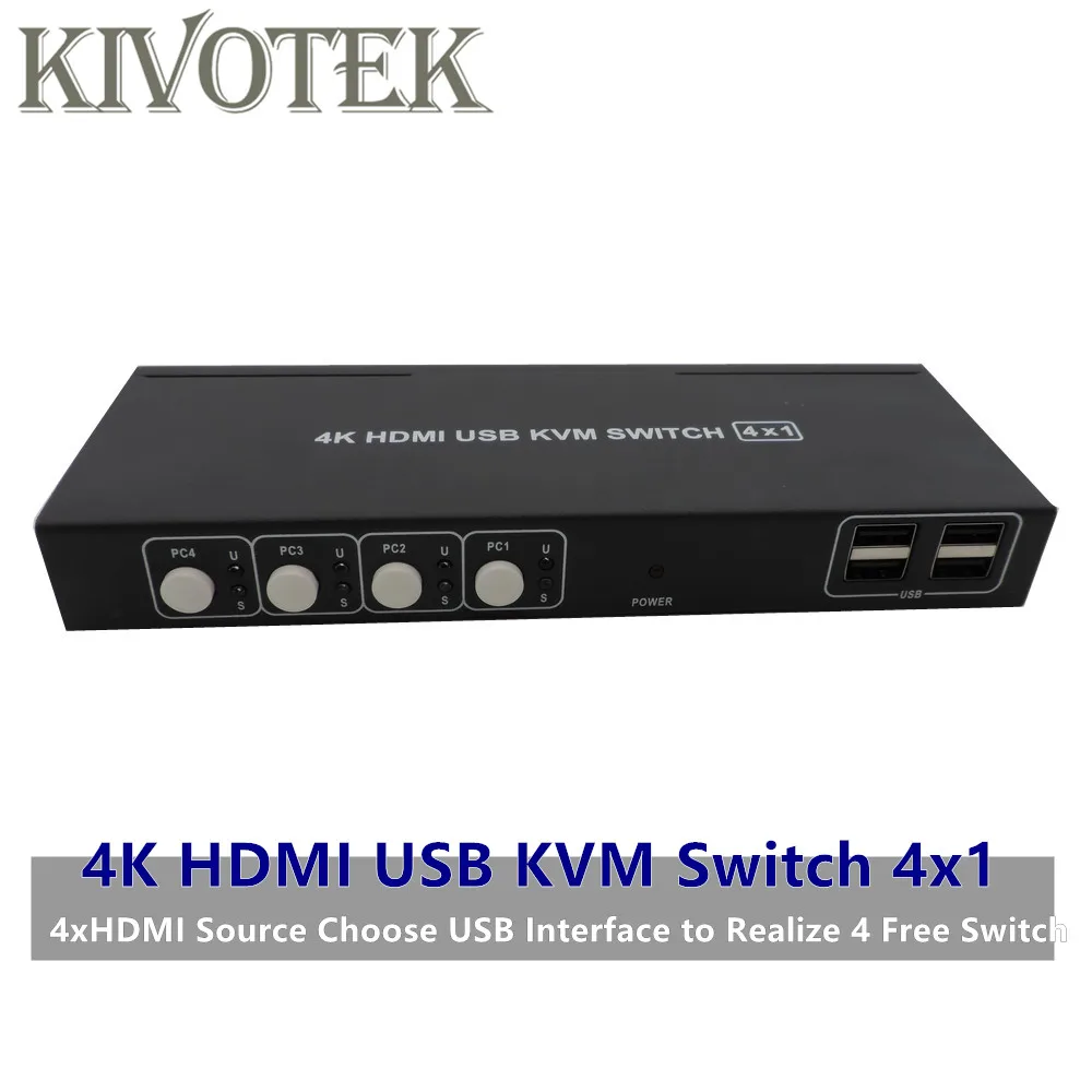 4K HDMI KVM USB Switch Switcher Adapter 4x1 3D Full HD