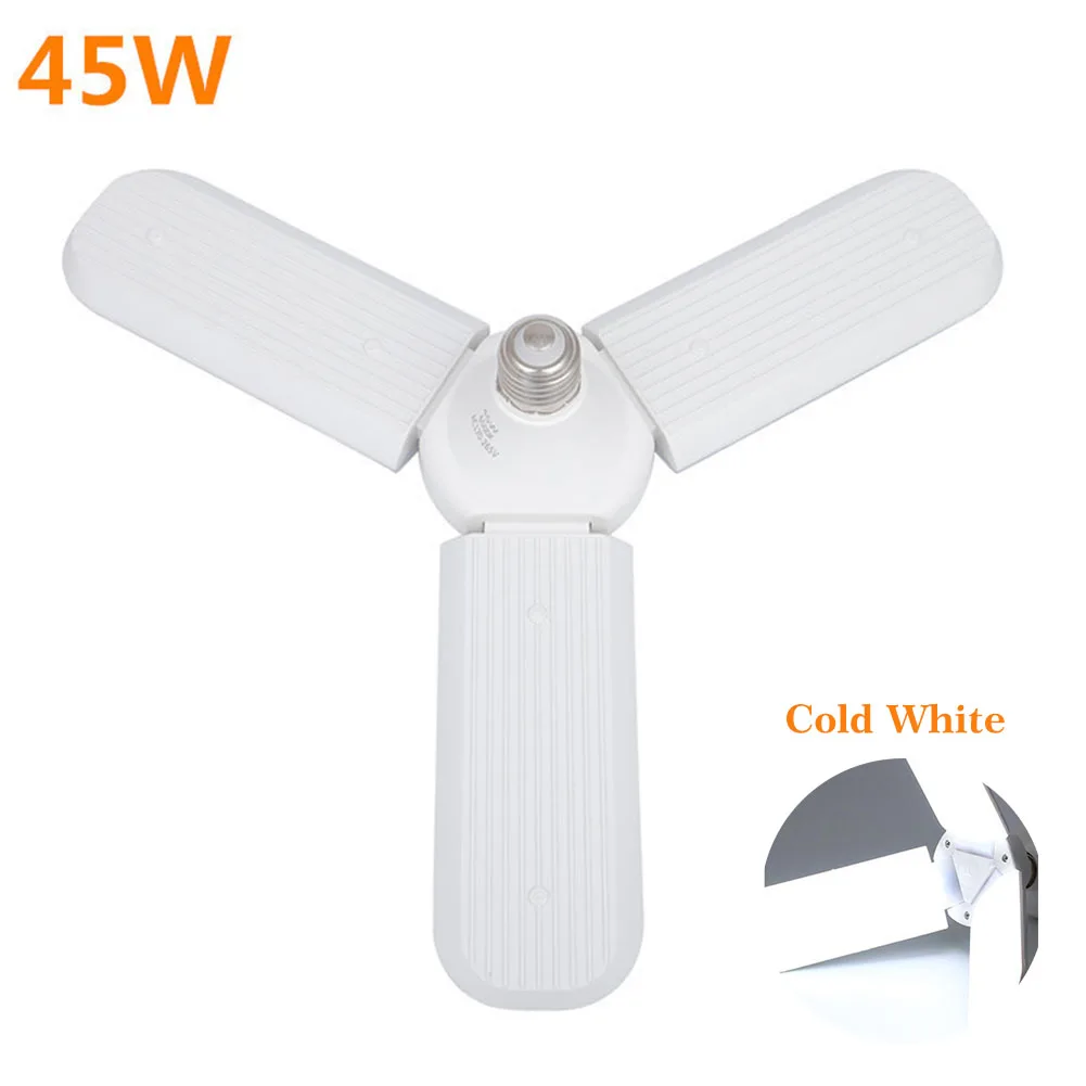 

Energy Saving Home Adjustable E27 Fan Blade Easy Install Durable White Multi Use Super Bright Ceiling Light PC Foldable LED Bulb