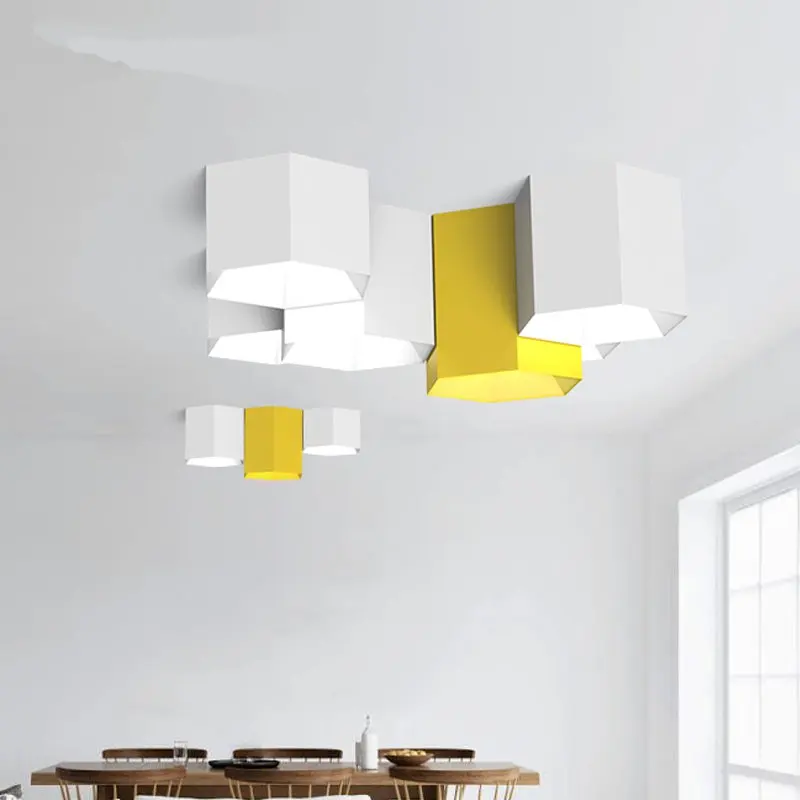 

Modern Geometric Ceiling Lights Personality creativity Living Room Ceiling Lamps Simple Style Iron Decor Macaron light fixtures