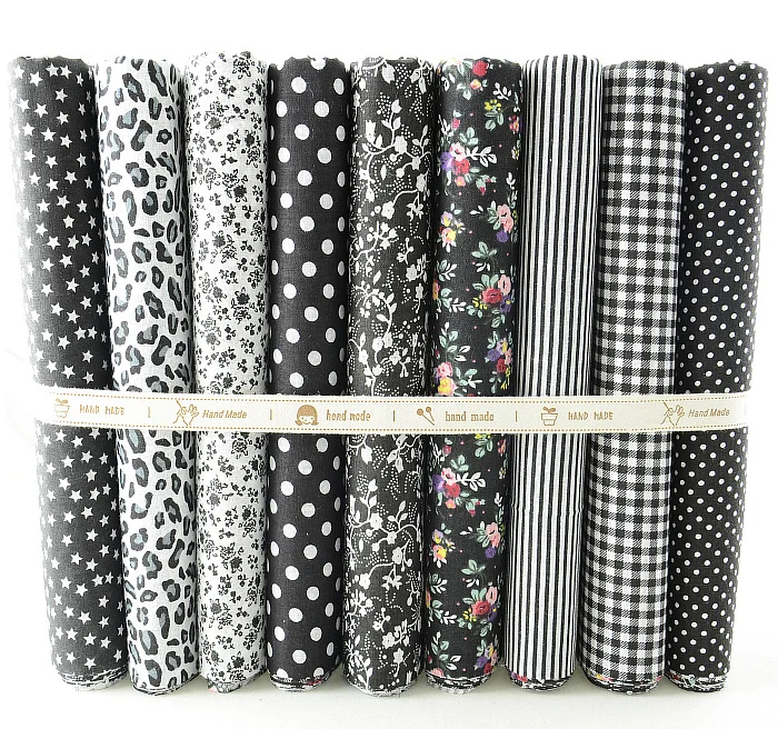 

Booksew Cotton Fabric 50cmx50cm 9 Designs "Black Set" Fat Quarters Bundle for Sewing Scrapbooking Quilting Patchwork Doll W3B5-6