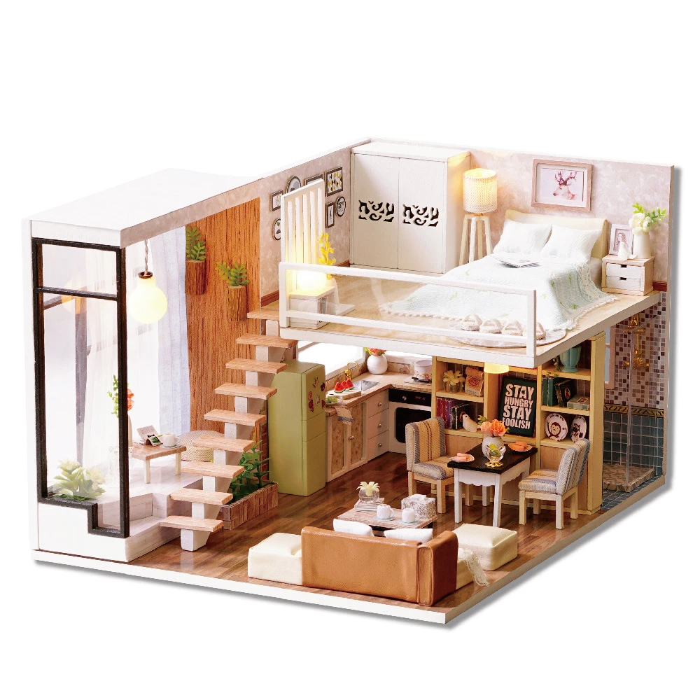 かわいいルームdiy Dollhousとオルゴール女の子のおもちゃ手作りミニチュアドールハウスおもちゃ子供のための新年クリスマスギフト Doll House Accessories Aliexpress