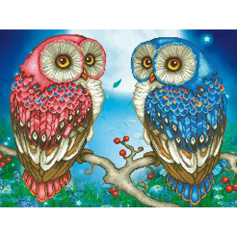 

Full Square Round Diamond 5D DIY Diamond Painting 2 Cartoon Owls Diamond Embroidery Cross Stitch Rhinestone Mosaic Home Decor