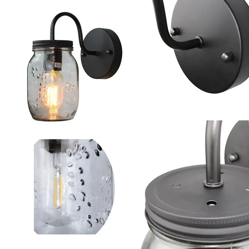 Американский промышленный ветер Стекло Mason Jar настенный светильник Современный
