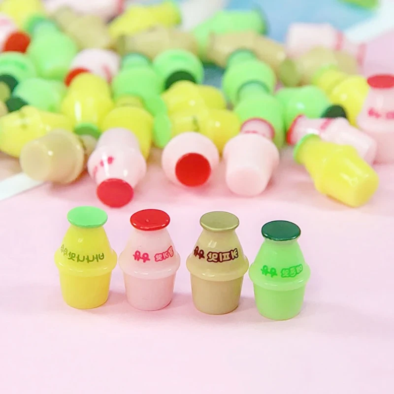 

2pc/10pc New Resin Mini Banana Milk Drink Bottle DIY Jewelry Miniatures Coffee Bottle Decor Toys For Dolls house Accessories