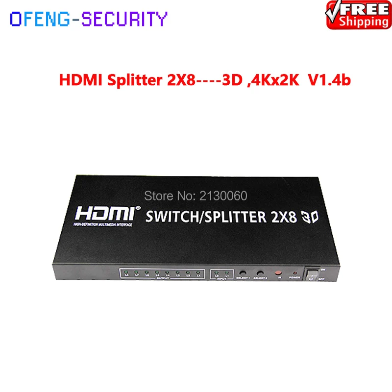 HDMI сплиттер 2x8 сплиттер HDMI Switch -- 3D, 4 К X 2 К V1.4b, 1080 P/60 Гц, 8 HDTV поддерживает сигналы высокой четкости