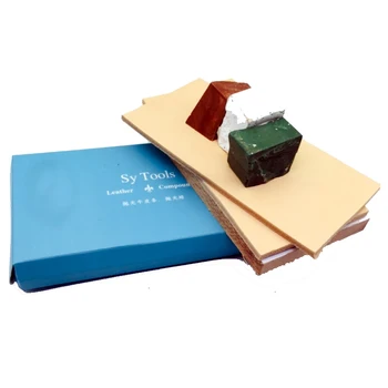 

Knife sharpene Kit 2 Vegetable tanned Leather Honing Strops +wood block+3*1oz. Brown,Green,white Sharpening Polishing Compounds