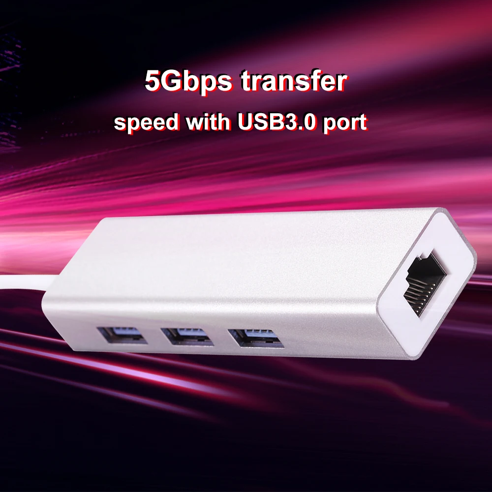 Usb-концентратор 3,0 Тип-C к локальной сети Ethernet RJ45 сетевая карта адаптер с USB3.0 концентратор 3 Порты для ноутбука