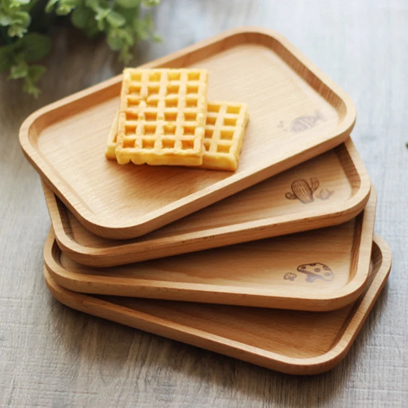 

Rectangular Elm Wood Dessert Plate Fruit Dishes Saucer Tea Baking Bread Tray Dessert Dinner Plate Tableware