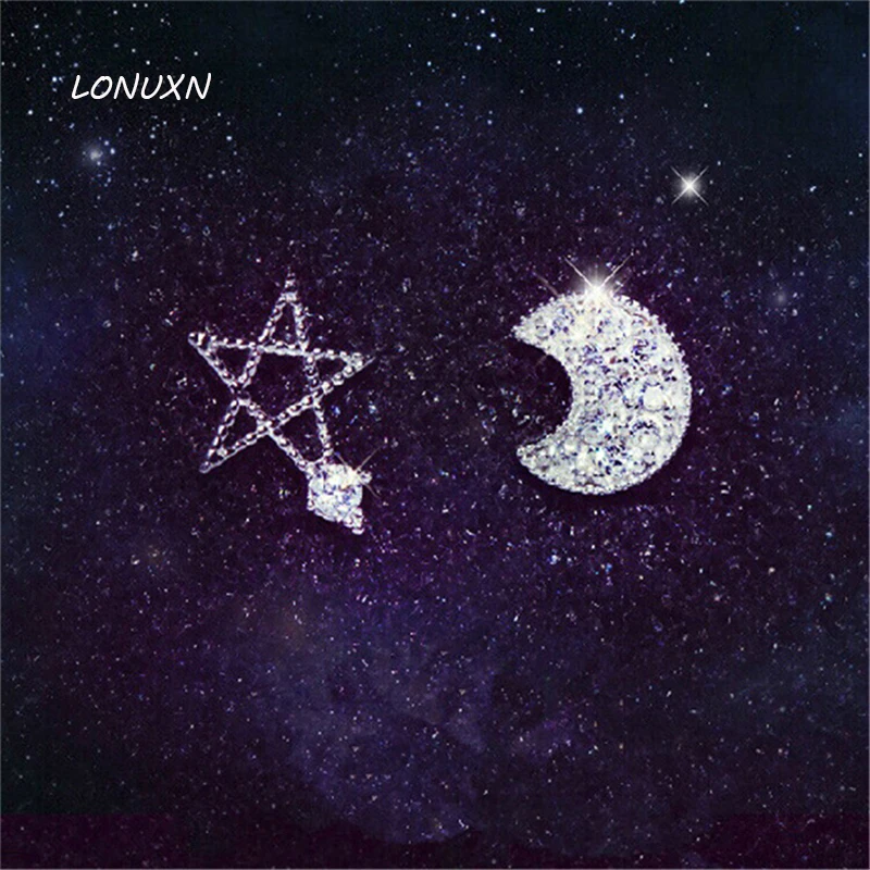 925 Tremella nail the moon and the stars in the Korean Korean high-end jewelry fashion simple Silver Earrings 925 Tremella nail the moon and the stars in the Korean Korean high-end jewelry fashion simple Silver Earrings
