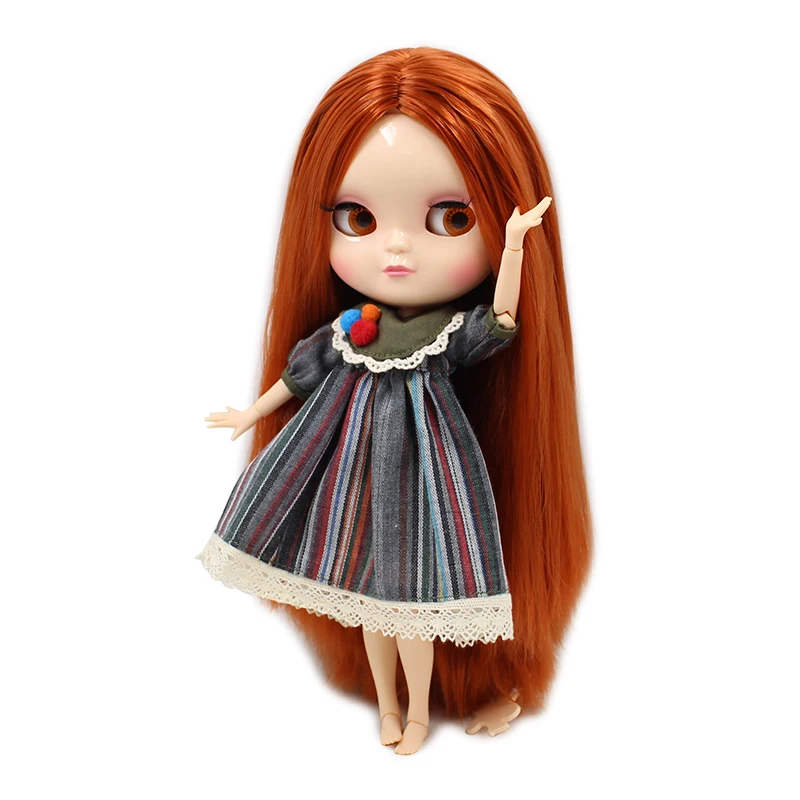 Кукла ICY DBS маленькая грудь azone joint body BL232 красные коричневые волосы 30 см белая кожа