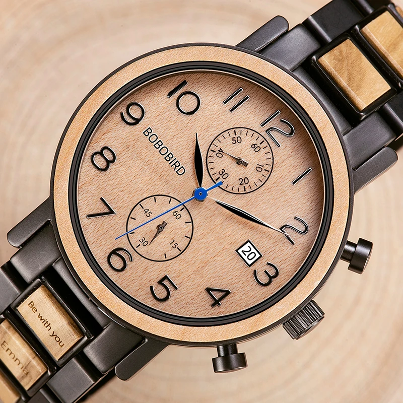 Relogio Masculino Bobo Bird Watch Men Top Luxury Stainless Steel Wooden Watches Reloj Hombre Great-4