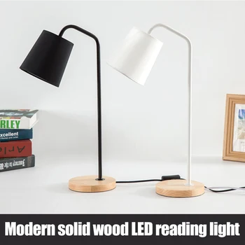 

Nordic Minimalist Table Lamp LED USB Solid Wood Light Study Bedroom Dormitory Modern Reading Light QJS Shop