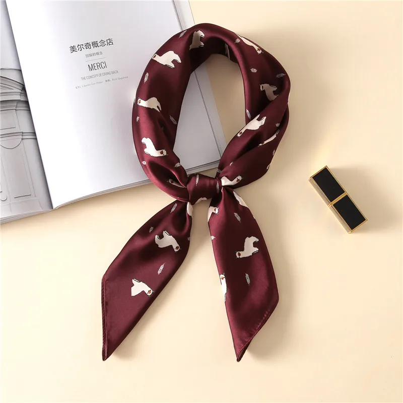 

Silk scarf women 70*70cm New Animals Cute fashion scarves small squares Head scarf women shawl Bag Spring decorative scarves