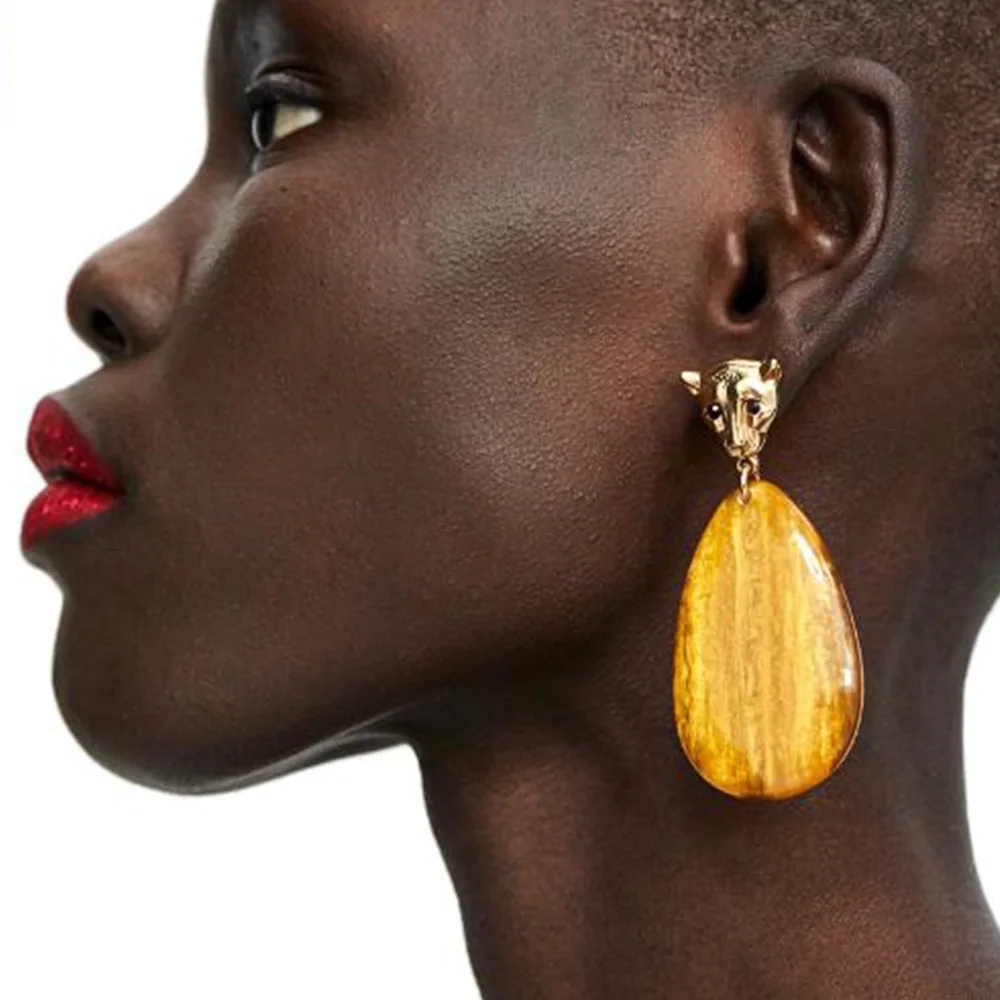 

Fashion 2019 ZA Resin Water Drop Earring for Women Trendy Animal Statement Dangle Earring Wedding Jewelry Bijoux
