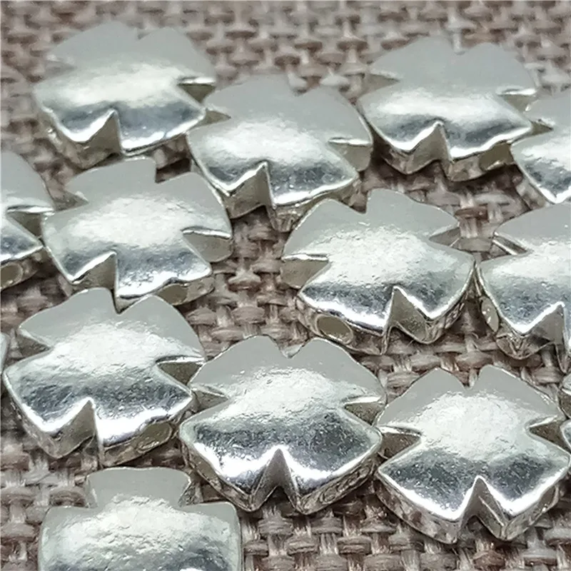 

6 Pieces of 925 Sterling Silver Shiny Iron Red Cross Beads for Bracelet Necklace