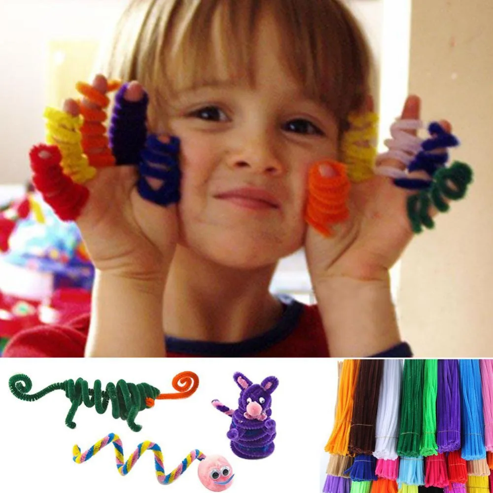 Color & Shape 100 Pcs/set educational toy Sticks For Craft Children Educational Kid Pipe Stems Craft Creative fun Games DIY Toys