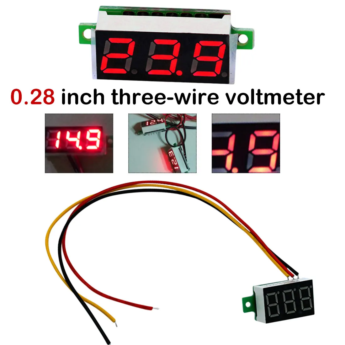 Мини DC 0-100 в 0,36 дюймов 3-Провода датчик напряжения постоянного тока Вольтметр Красный цифровой светодиодный Дисплей цифровой Панель счетчик детектор мониторы инструмент