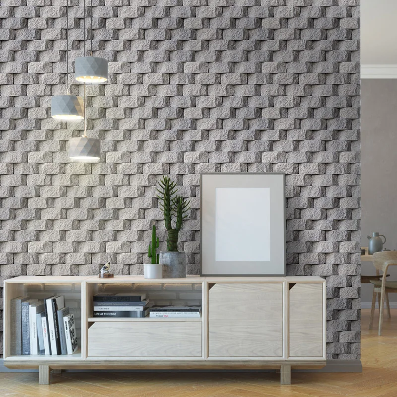 

SA-1026 Home Decor 3D PVC Wood Grain Wall Stickers Paper Brick Stone Rustic Effect Self-adhesive Home Decor Sticker Room