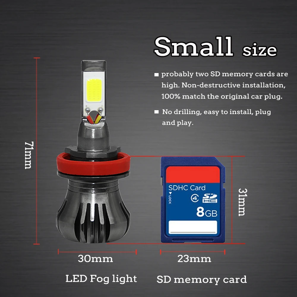  Car H3 h8 h9 H11 880 801 LED Bulbs Fog Light 80W 9600LM DRL Bulbs Dual Color 6000k Auto Fog Lamp 12