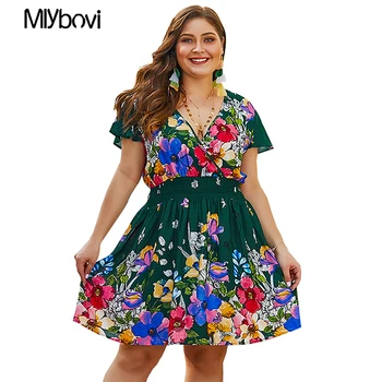 

Floral Print V Neck Dress for Women Boho Spring Women Dress Femme Dress Women 2019 Summer Short Sleeve Dresses Vestidos