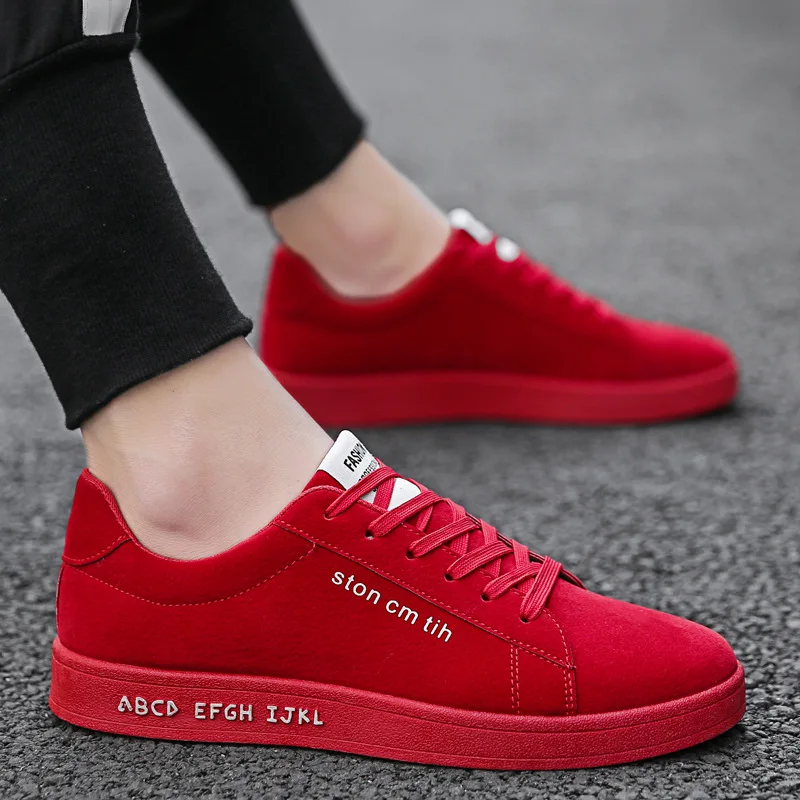 

Spring Autumn PU Solid Men Casual Shoes Concise Low Lace Up Sneakers Sewing Fashion Casual Breathable Men's Vulcanize Shoes