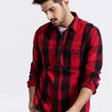 Мужская рубашка с длинными рукавами SIMWOOD, модная повседневная приталенная клетчатая рубашка из хлопка, уличная одежда, модель 190063 на осень