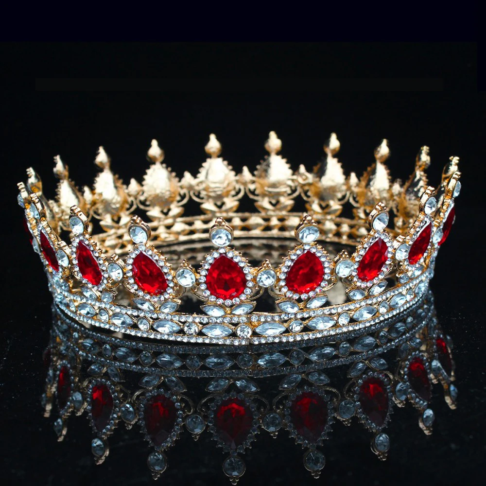 

Sparkling Crystal Vintage Baroque Queen King Crown For Women Prom Bridal Tiara Crowns Wedding Bride Hair Jewelry Accessories