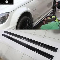 W204 реального C63 AMG R Стиль углеродного волокна сбоку юбки для Mercedes Benz W204 C63 стиль renntech 12-14