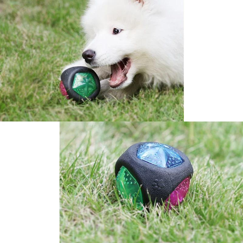 Питомец собачий мяч для игрушек светодиодный светящийся мяч-пищалка резиновый прыгающий укус-стойкий жевательный мячик для собаки обучение для собак игрушка Нетоксичная игрушка