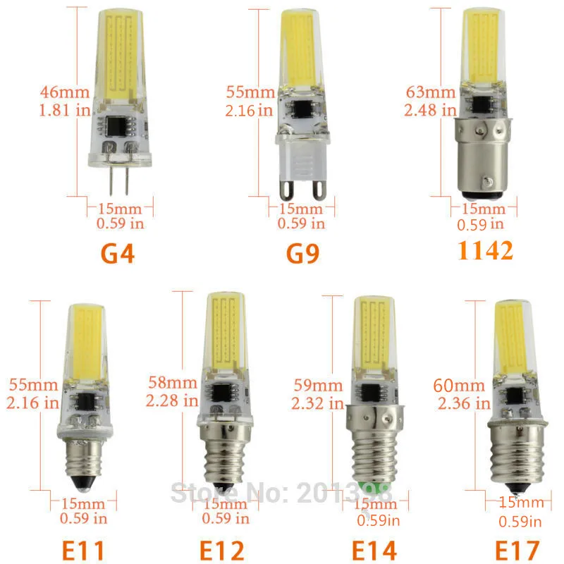 3 Вт G4 G9 затемнения светодиодный лампа E11 E12 E14 E17 1142 COB светильник 110V 220V AC светодиодный лампада LED для дома люстра для освещения, лампа 1 шт