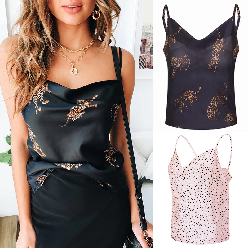 

Europe And The United States Solid Color Sling Vest Bottoming Simulation Silk Chiffon Shirt Jacket Female Summer