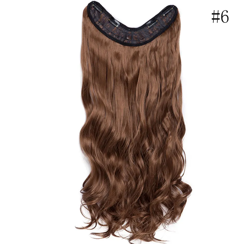 SNOILITE, 24 дюйма, 4 зажима, одна часть, волнистые волосы, удлинение, синтетические клипсы, ins, коричневые, черные, шиньоны для женщин - Цвет: light brown