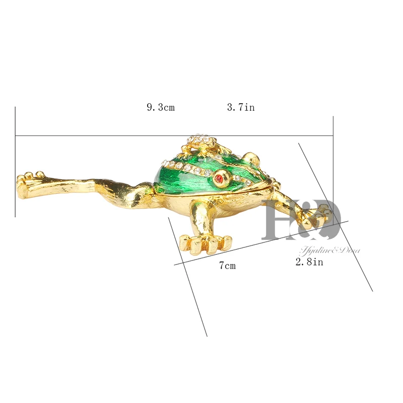 H& D, ручная роспись, коробка для безделушек, на шарнирах, в форме лягушки, для свадебных украшений, кольцо, держатель, милые животные, Коллекционные сувениры для девочек
