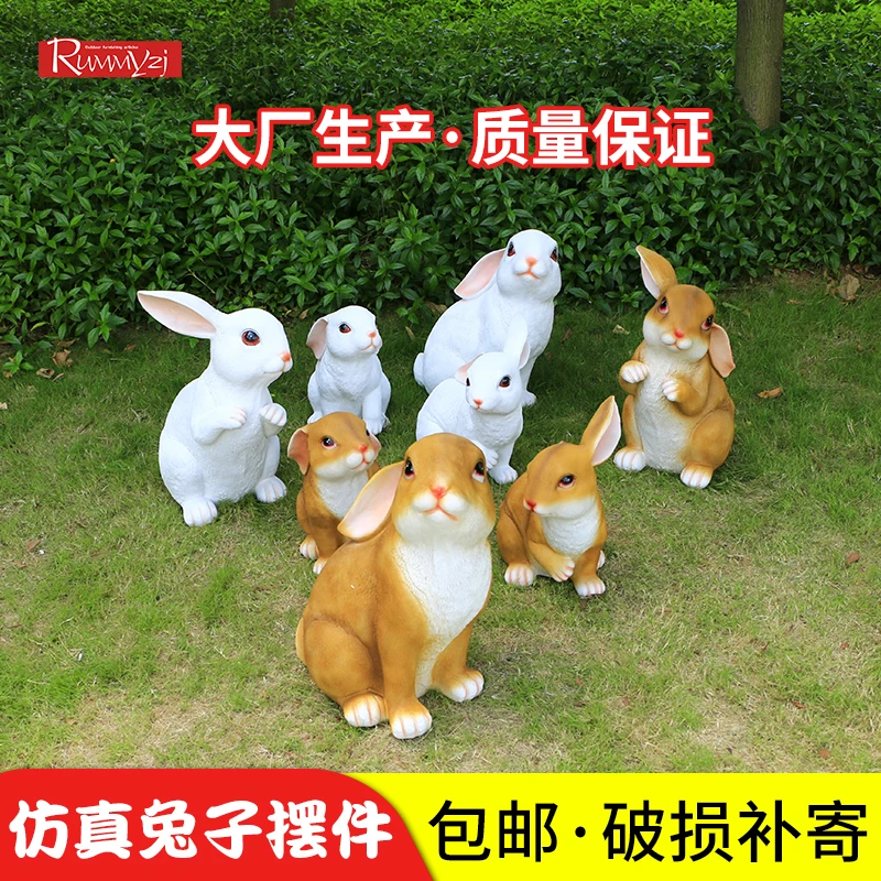 

Creative resin cute white rabbits figurine home decor crafts room decoration objects Outdoor villa garden rabbits animal statue