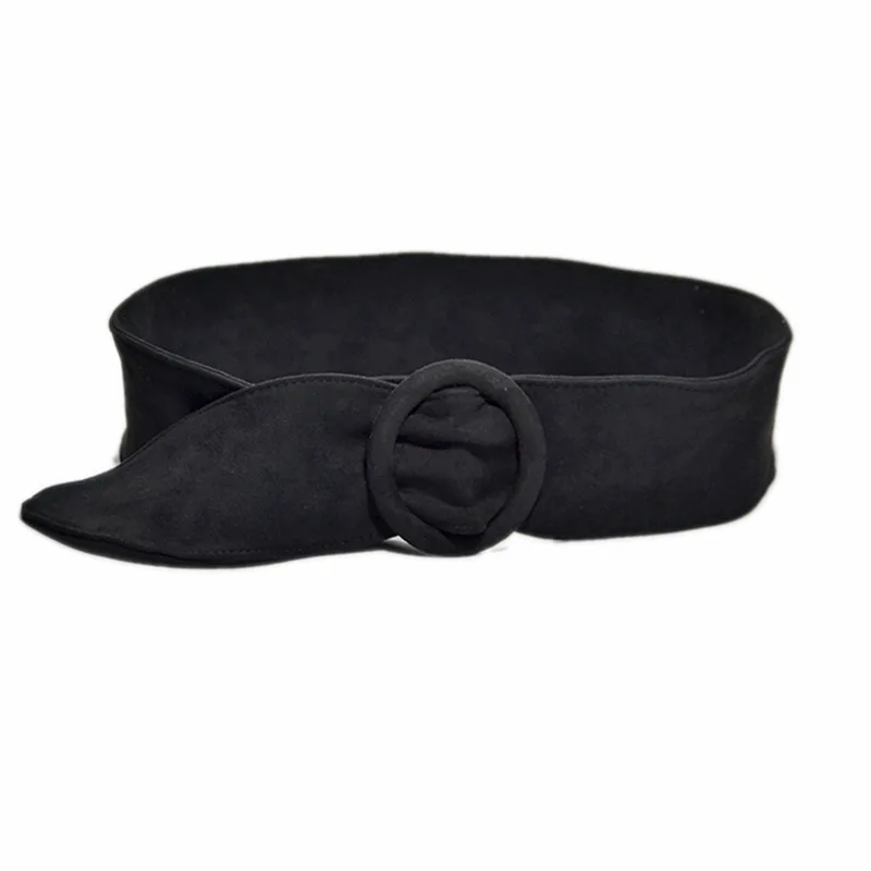 [AETRENDS] широкий пояс замша круглая шляпа из фетра Пряжка Cinch ремень для женщин ремни Формальные Свадебные вечерние аксессуары D-0045 - Цвет: Black