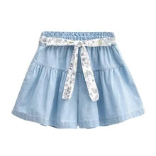 Джинсовые шорты для девочек Милая одежда из хлопка новинка года, модные летние джинсовые шорты для детей От 4 до 12 лет синего цвета GL112