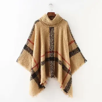 

Sale hot clock button up collar knit woman sweater office lady elegant plaid Europe and American style female chic sweater