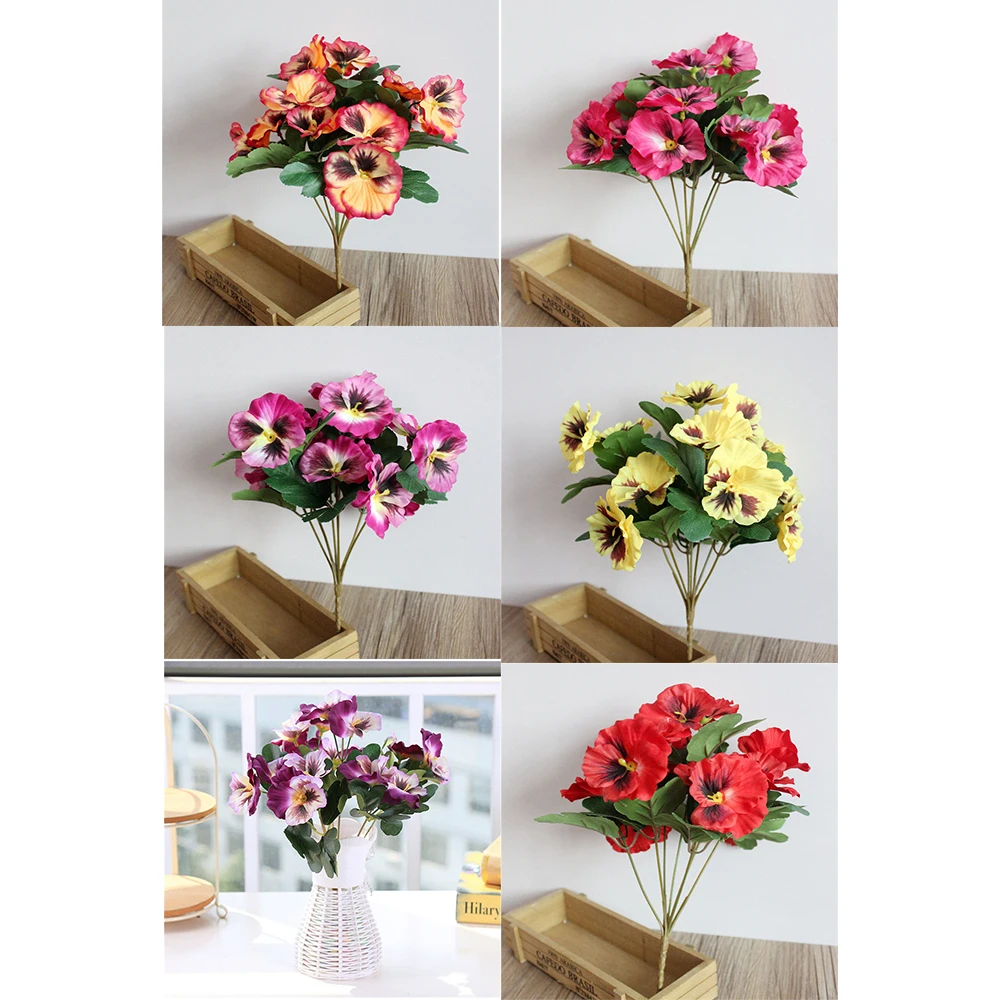 

2019 Bouquet Artificial Simulation Silk Flower Pansy Fake Plant Home Garden Decor Home Wedding Decor Scrapbooking DIY Supplies