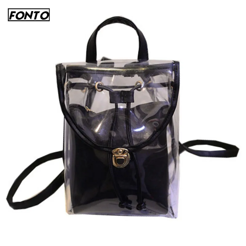 

New Women's Transparent Backpack PVC Personalized Laser Bag Jelly Backpack Girl's Travel Bags