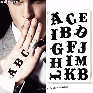 Nu-TATY Временная боди-арт Английский алфавит буквы флэш-тату стикер 10*17 см Водонепроницаемая хна тату Рождественская татуировка - изображение