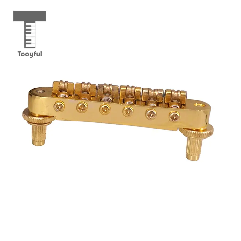 Tooyful Durable 1 Set Roller Saddle Locking Bridge with Studs for LP Electric Guitar Tune-o-matic Bridge