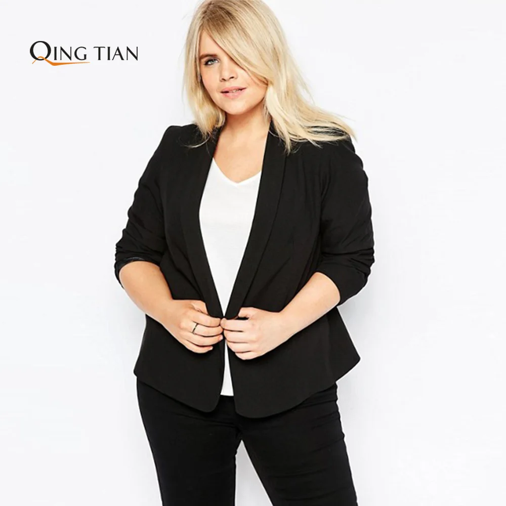 Blazer Women Coat Large Big Sizes XXXL 4XL 5XL 6XL 2017 Spring Black