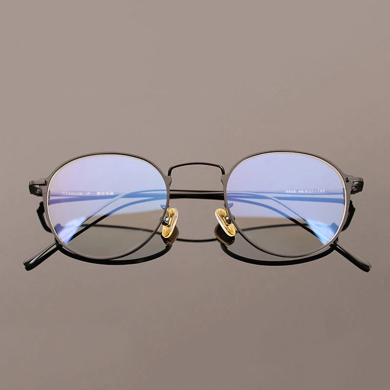 Титановые круглые очки, оправа для мужчин, ультралегкие винтажные очки по рецепту, женские ретро оптические оправы, прозрачные очки, очки - Цвет оправы: Черный