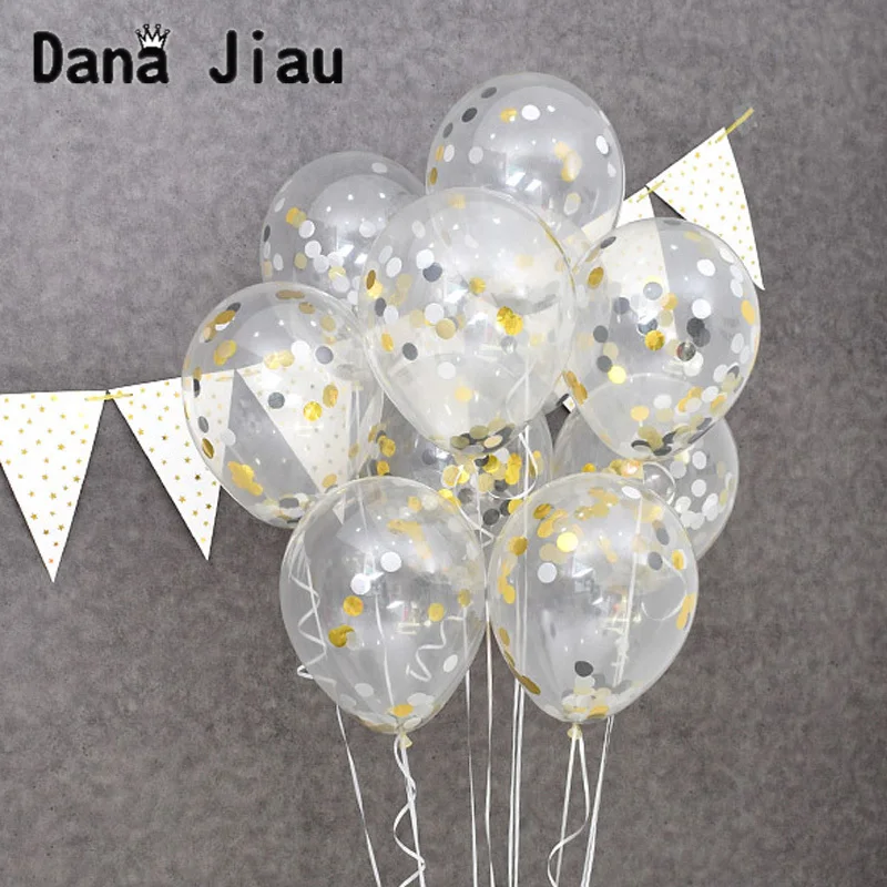 12 дюймов Золото Серебро латексный воздушный шар "Конфетти" шарики для свадьбы День рождения декоративные воздушные шары юбилей ребенок душ мяч