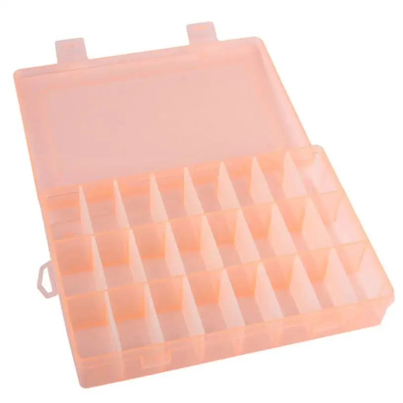 Регулируемый пластиковый прозрачный чехол с 24 сетками, контейнер для таблеток, ювелирных изделий, сережек, насадок для дизайна ногтей, маленький склад 23Aay 23