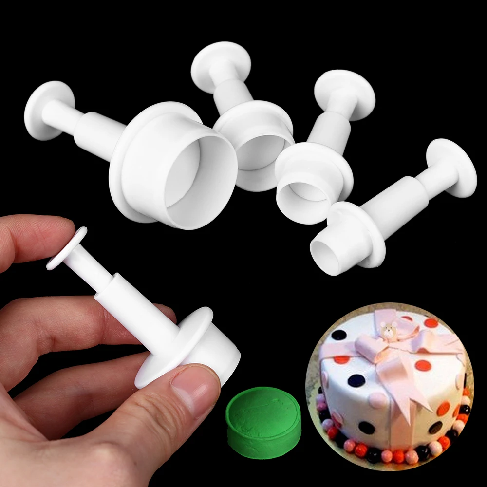 

4Pcs/Set Mini Plastic Round Circle Cookie Cake Cutter Mold Biscuit Fondant Sugar Craft Decor Baking Kitchen Mould Tool