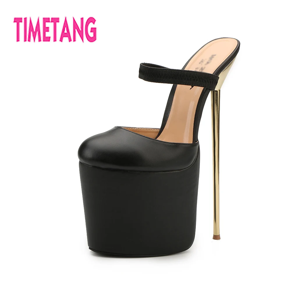 

TIMETANG Summer Woman Slides 22cm High Thin Metal Heel Drag Queen Shoes 9.5cm High Platform Lady/T-Stage/Party/Cosplay Big 40-50