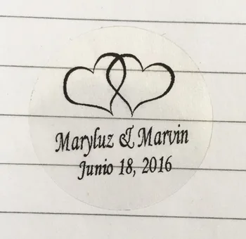 

wedding engagement decoration 90pcs Custom personalized double heart Waterproof envelop sticker bride and groom name Labels